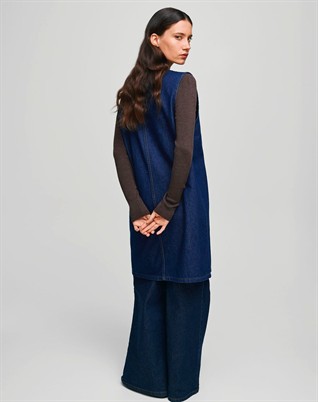 MSCHAdna Alena SL Kjole - Dark Blue Wash